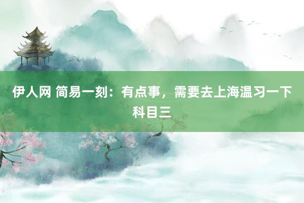 伊人网 简易一刻：有点事，需要去上海温习一下科目三