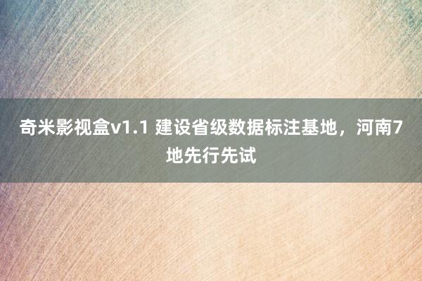 奇米影视盒v1.1 建设省级数据标注基地,河南7地先行先试