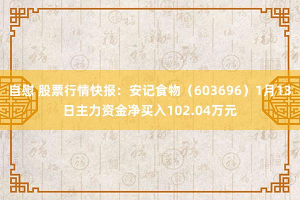 自慰 股票行情快报：安记食物（603696）1月13日主力资金净买入102.04万元
