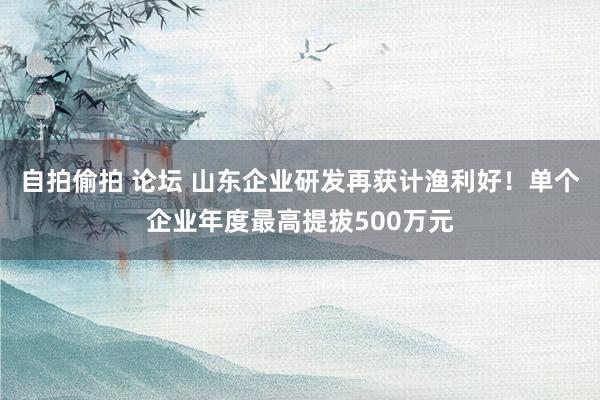 自拍偷拍 论坛 山东企业研发再获计渔利好！单个企业年度最高提拔500万元