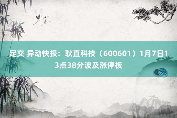 足交 异动快报：耿直科技（600601）1月7日13点38分波及涨停板