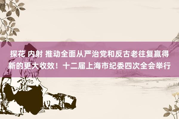 探花 内射 推动全面从严治党和反古老往复赢得新的更大收效！十二届上海市纪委四次全会举行