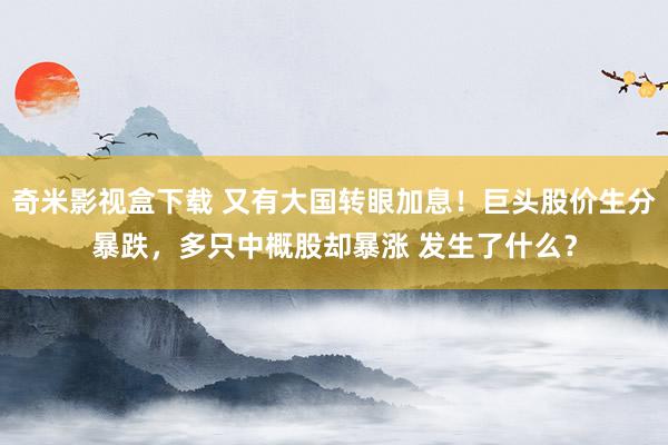 奇米影视盒下载 又有大国转眼加息！巨头股价生分暴跌，多只中概股却暴涨 发生了什么？