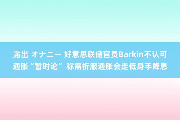 露出 オナニー 好意思联储官员Barkin不认可通胀“暂时论” 称需折服通胀会走低身手降息